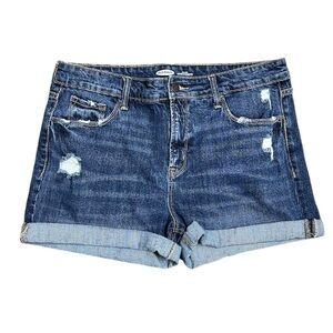 Old Navy Jean Shorts Size 12 High Rise Secret-Slim Pockets Rolled Blue Denim